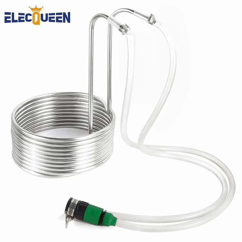 

Погружной охладитель 3/8 дюйма х 8 м, охлаждающая спираль из нержавеющей стали, охладитель сусла, сверхэффективный теплообменник, охладитель ...