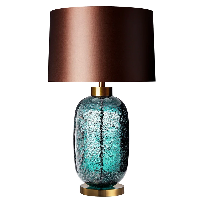 Vintage Blue Table Lamp Colored Glaze with Glass Lampshade Lights Bedside Reading Button Switch Desk Luminaria | Освещение
