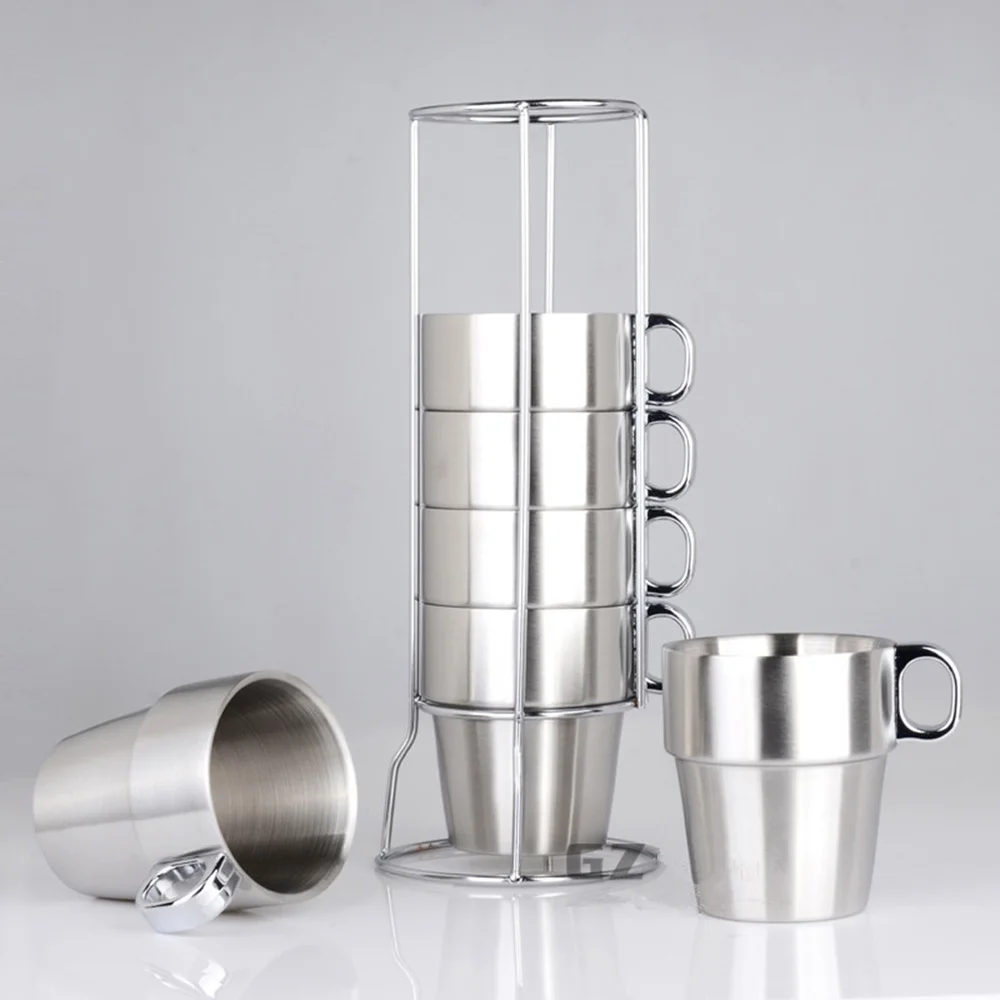 

6Pcs Stainless Steel Cups Multi-use Picnic Cups Thermal Insulation Mugs Outdooor Drinking Cups