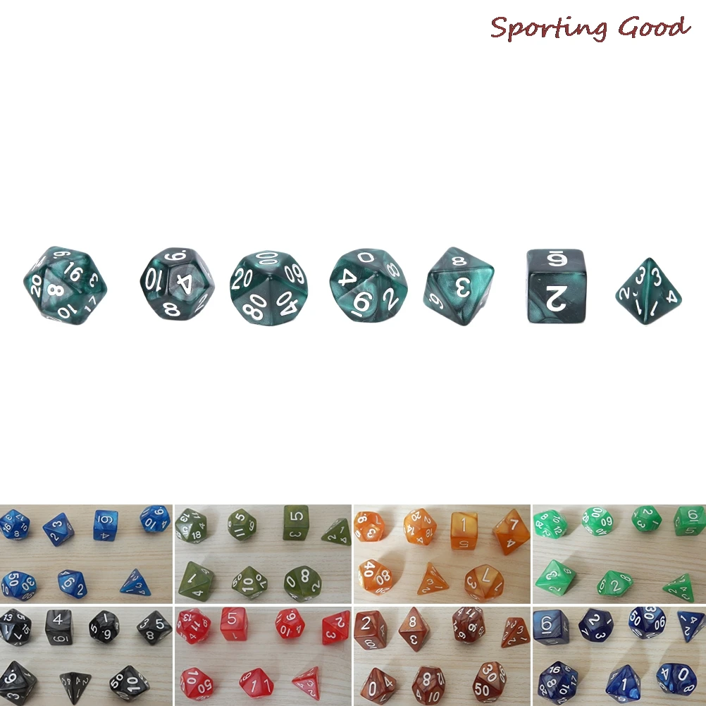 7 шт. D10 многосторонний камень игральные кости для ролевых игр Подземелья и