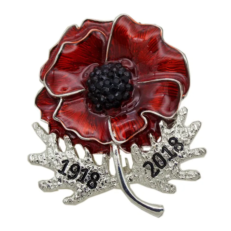 

Meirenpeizi Red Poppy Flower Brooches Remembrance Sunday Veterans Day Lapel Pins Memorial Years Number Jewelry For Backpacks