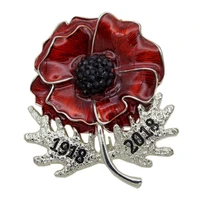 meirenpeizi red poppy flower brooches remembrance sunday veterans day lapel pins memorial years number jewelry for backpacks