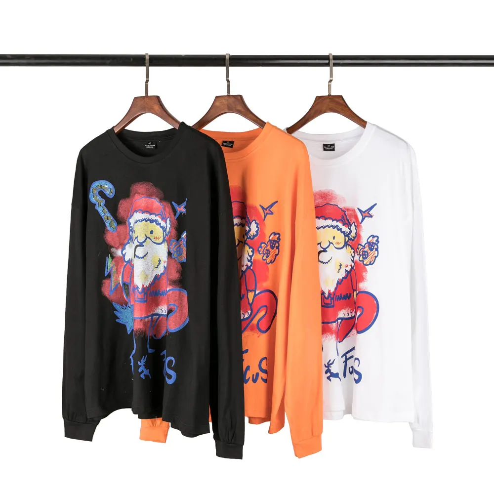 Футболка мужская хип хоп 2020 с принтом Санта Клауса уличная футболка длинным