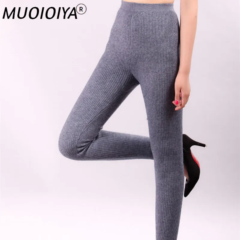 

Hot Sales Thicker Pants Women for Heavy Winter Double-Knit Cashmere and Wool Leggings Long Elastic Ladies Pant Woman Trousers