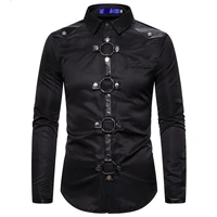 mens shirts long sleeve fashion slim shirt party prom singer host musician ball stage dress costume gothic style black red wine