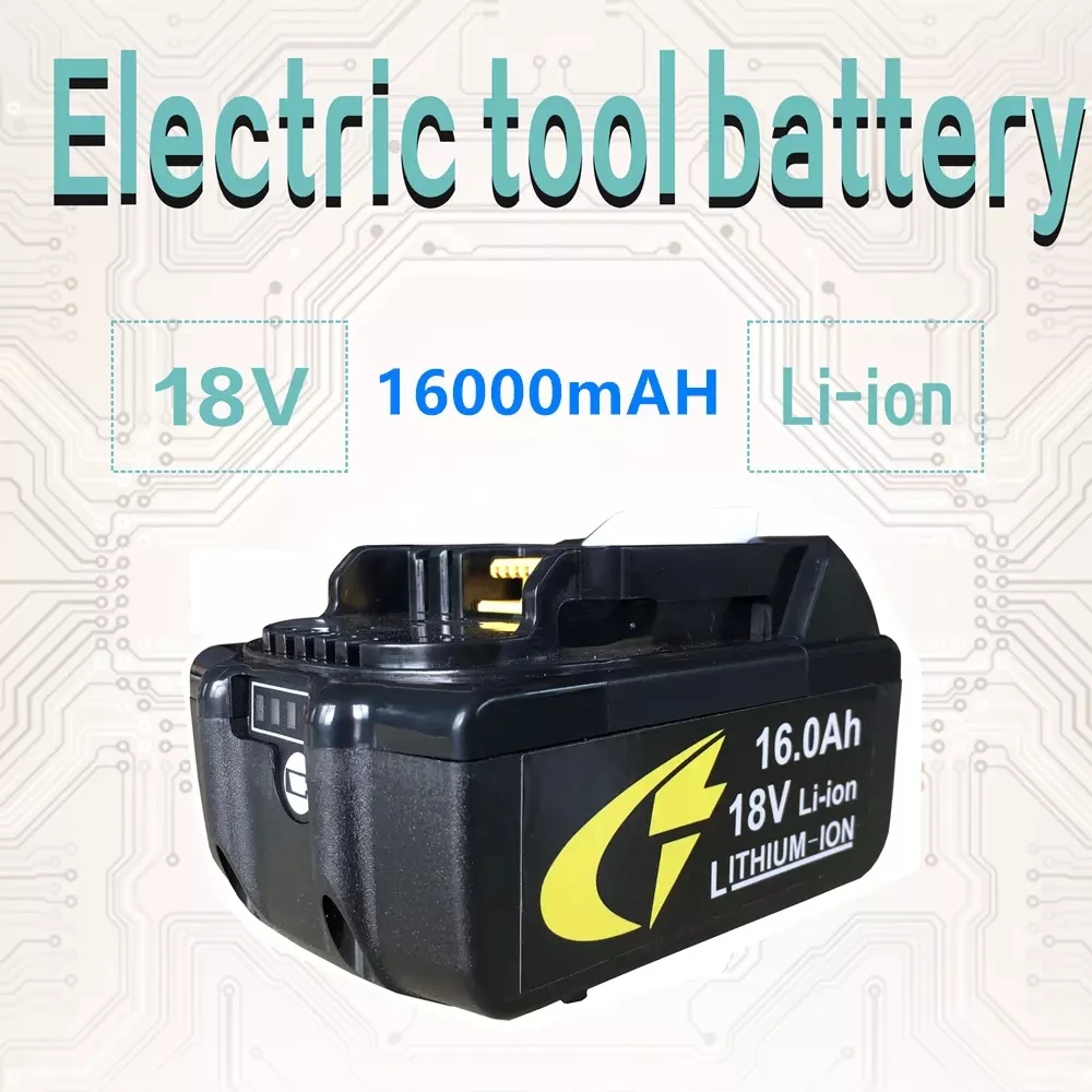 

18V 16Ah BL1860 Power Tool Battery Rechargeable Battery Lithium Ion for Makita BL1840 BL1850 BL1830 LXT400+ Charger