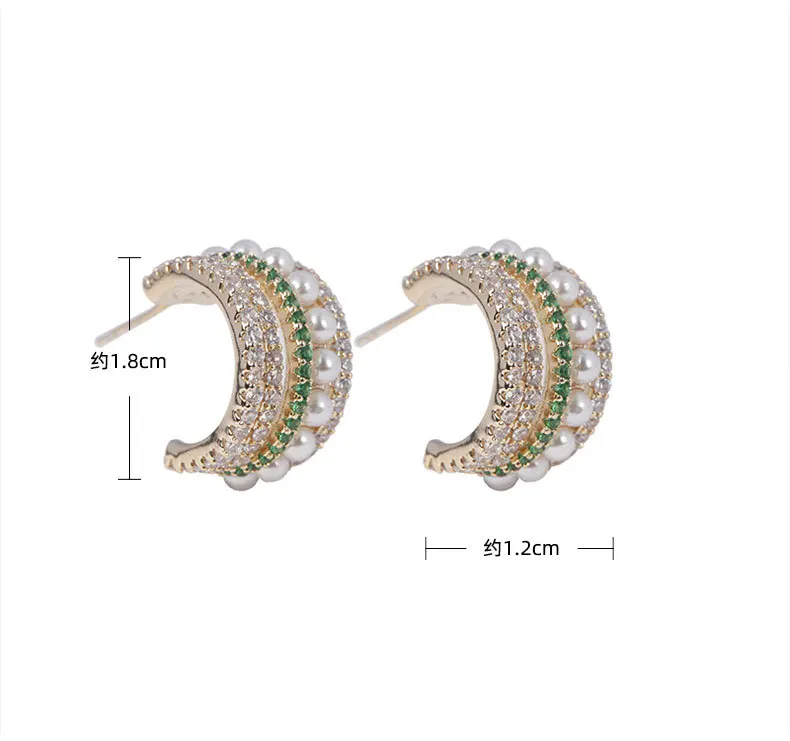 

Korean Style Design Earrings Lvzuan Pearl and Circle Temperament Personality Trendy Earrings Stud Earrings Earrings