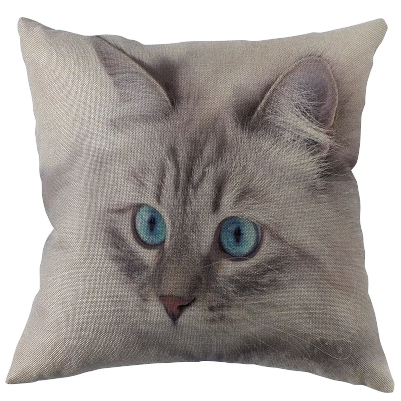 

Cat Pillow Covers Cases Cotton Linen Zippered Square Decorative Pillowcase Outdoor, Office, Home Cushion 45x45cm One Sides