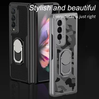 keysion armor stand holder case for samsung galaxy z fold 3 5g camouflage style anti knock protection cover for samsung z fold3