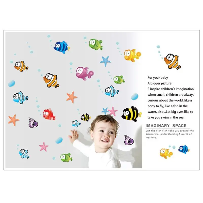 Наклейки для декорации из ПВХ подводная Рыба Акула лодка черепаха пузырьки