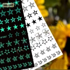 3D наклейки для дизайна ногтей, светящиеся темные звезды, наклейки для ногтей, наклейки для маникюра, Черные бабочки, любовь, белые аксессуары для ногтей, украшение