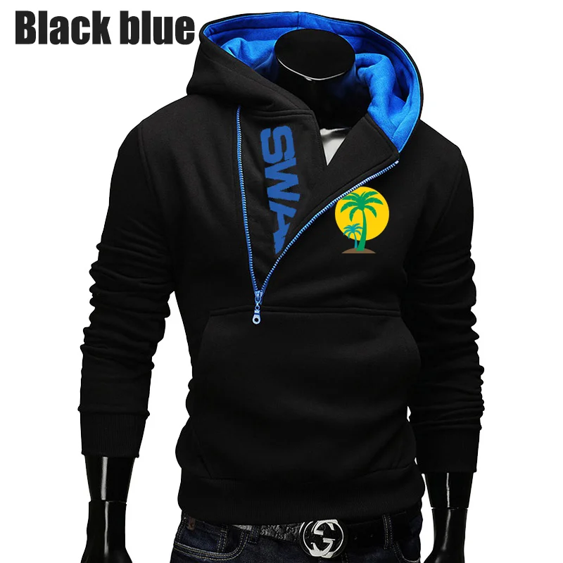 

Мужская Флисовая Толстовка с капюшоном, с надписью и боковой молнией