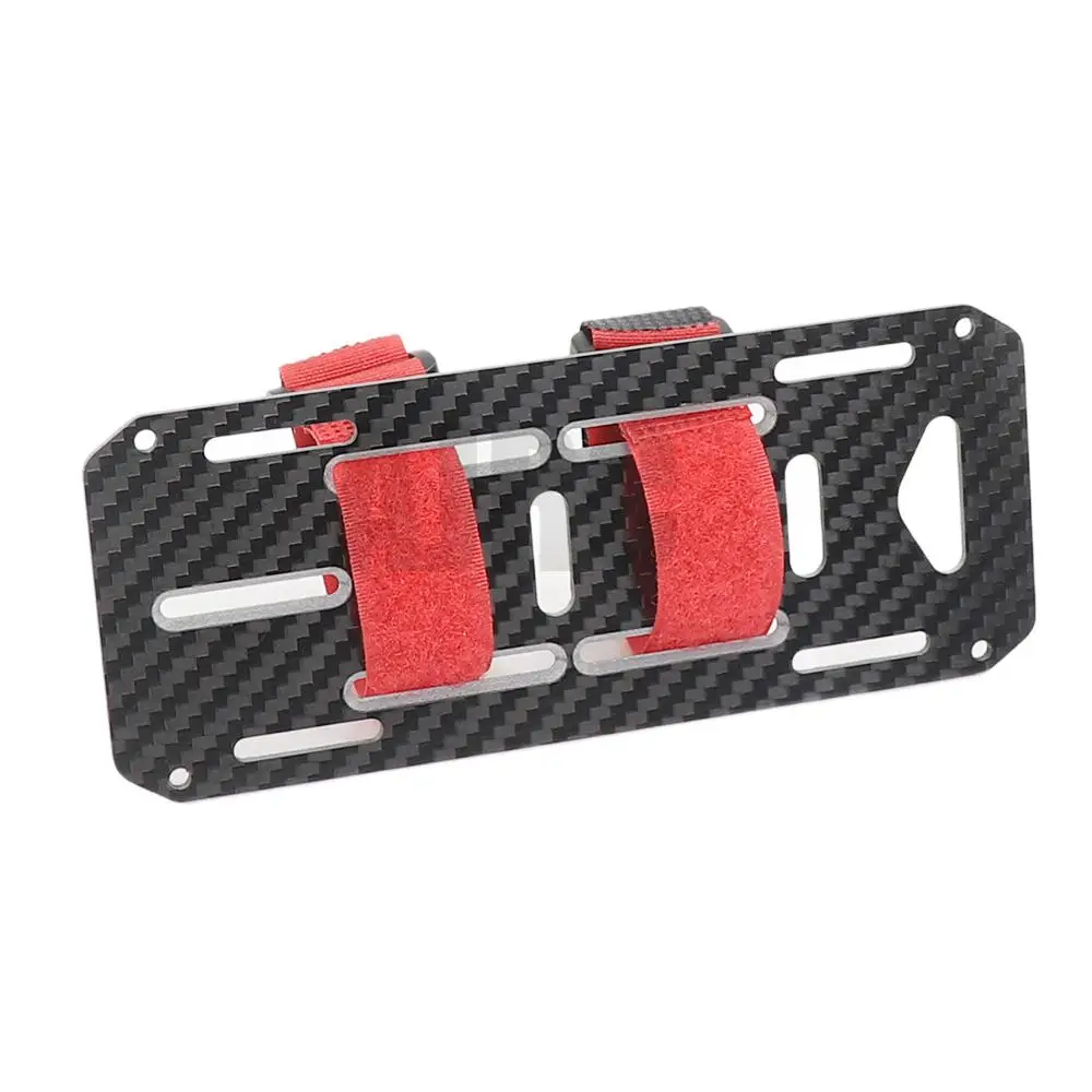 Black Carbon Fiber Battery Mounting Plate with Tie for 1:10 Scale RC Crawler Car Traxxas Hsp Redcat Tamiya Axial SCX10 D90 enlarge