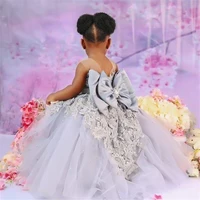 lovely puffy baby girl first birthday party dress applique lace flower girl dress kid clothes pageant gown