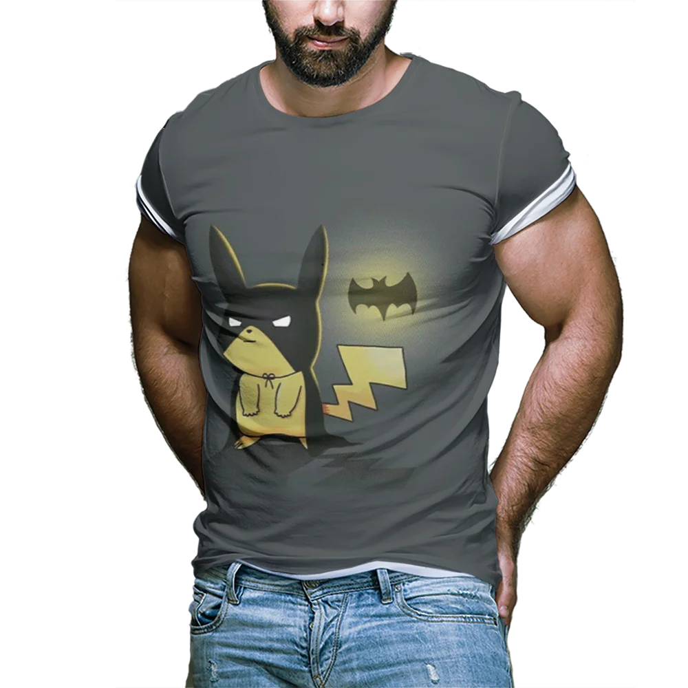 

T-Shirt Anime Pikachu Men's 3D Printed Short Sleeve manga Costume Cool Funny Kawaii element Casual Tee Shirt Summer 3D anime