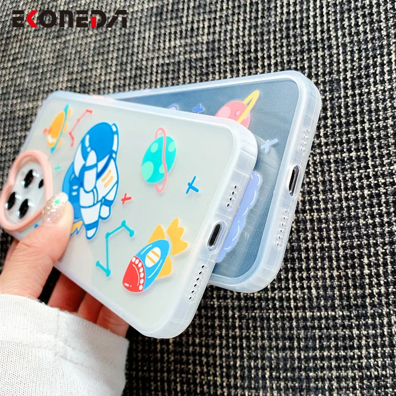 

EKONEDA Heart Camera Flying Astronaut Case For iPhone 12 11 Pro XS Max XR X 7 8 Plus Protective Case Soft Silicone Back Cover