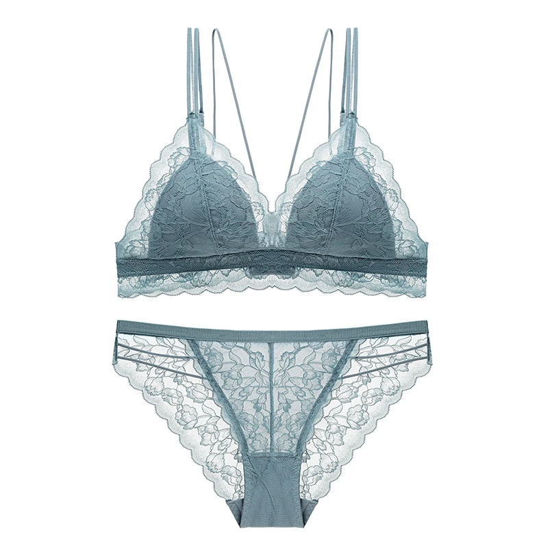 Кружевной бюстгальтер с тонкой подкладкой треугольный бандажный беспроводной