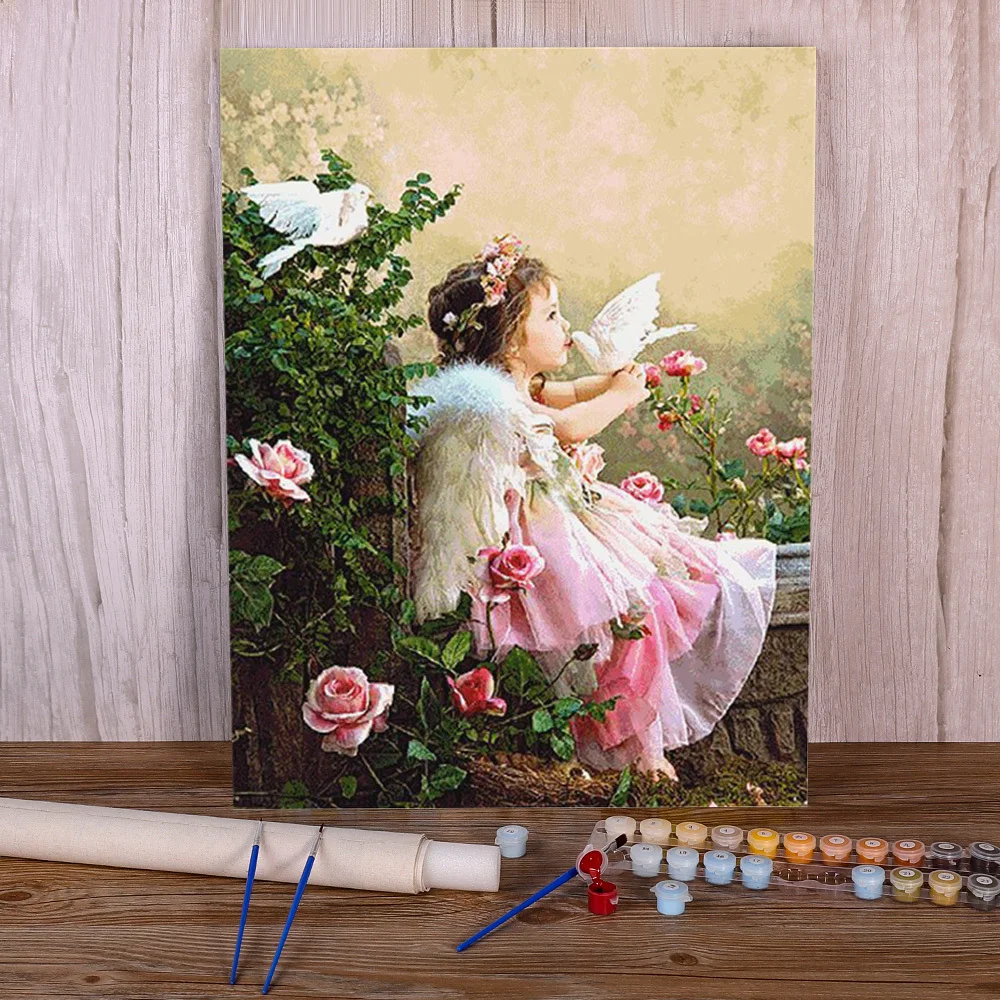 

Картина «Ангел» для девочек и мальчиков, масляная краска набор цифр s 40*50, нарисование на холсте, чердак, Настенная картина, поделки, рисунок ...
