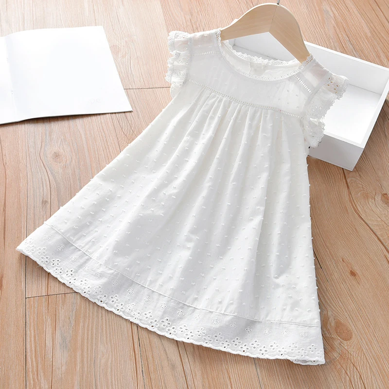 2023 White Sleeveless Dress For Girls Clothes Young Children Dress Kids Clothes Summer Girls Clothes Baby For 2-6 Years