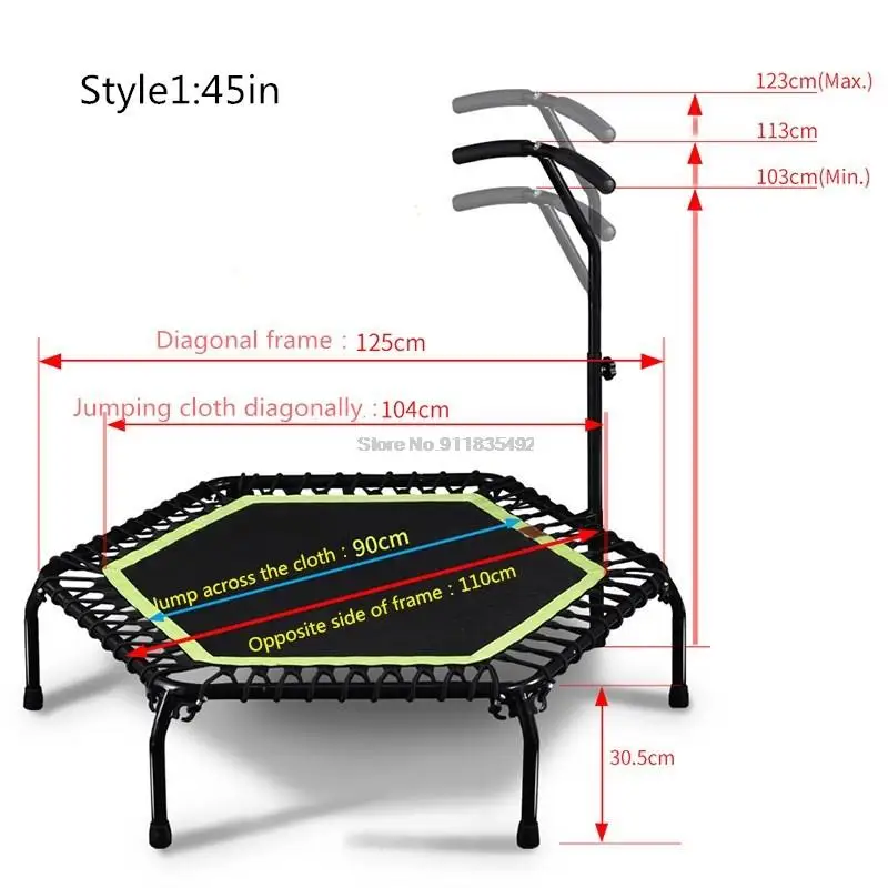 Складной фитнес-батут с ручкой 45/48 дюйма 300 кг | Спорт и развлечения