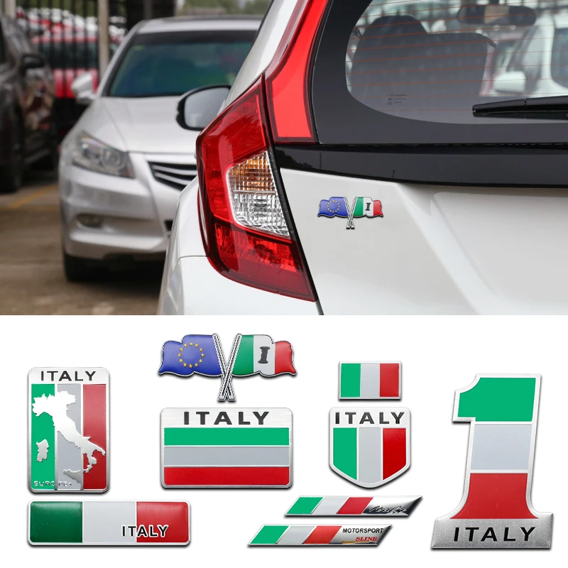

3D Aluminum Italy Flag Badge Emblem Car Sticker For Benz VW Audi Renault Peugeot Citroen Ford BMW Skoda Toyota Accessories