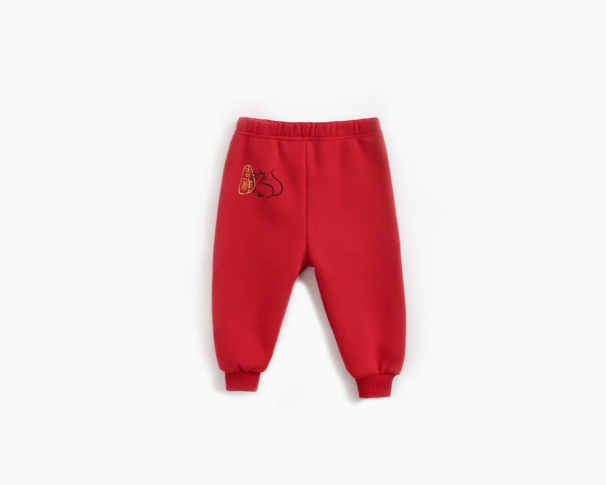 

Infant Winter Patchwork Long Suits Unisex Toddler Cute Thicken Pullover Sweatshirt and Elastic Waist Pant Newborn Winter Outfits