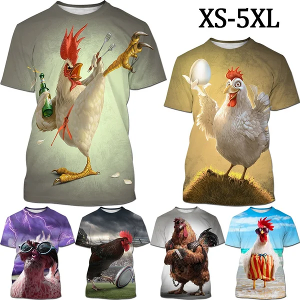 

Summer New Fashion Funny 3D Print Men's Round Neck Short Sleeve T-shirt Tops