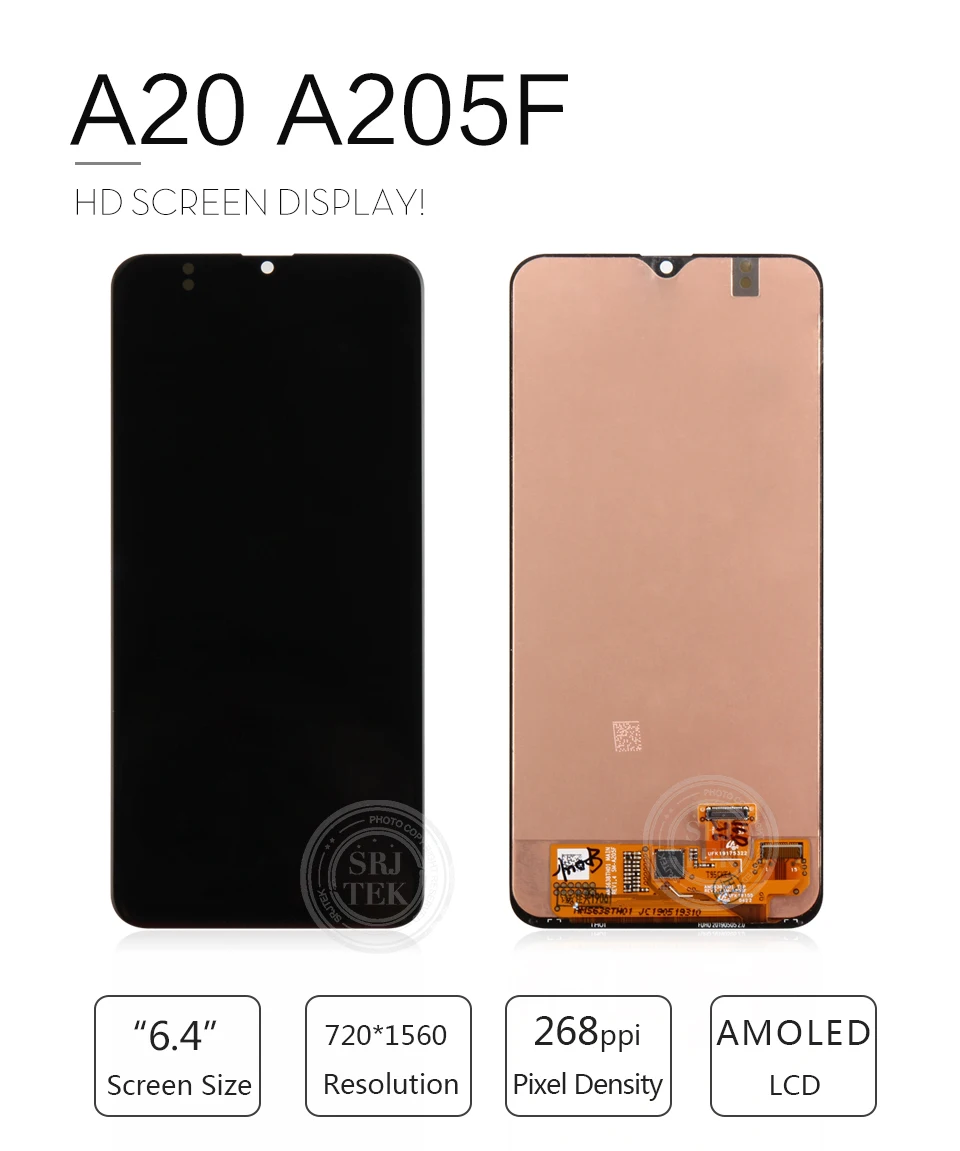 AMOLED экран для samsung Galaxy A20 ЖК A205 A205F A205FD сенсорный дигитайзер сенсор стекло сборка для samsung A20e дисплей A202