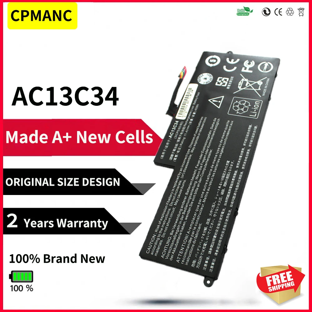 CPMANC AC13C34 новый высококачественный Аккумулятор для ноутбука для Acer Aspire V5-122P V5-132 E3-111 E3-112 MS237 KT.00303.005