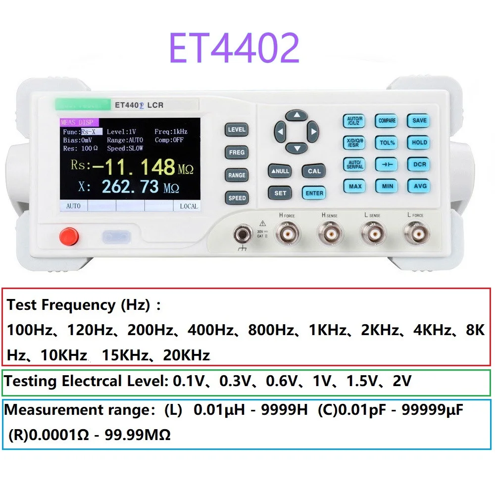 

ET4402 Высокоточный Настольный Цифровой Измеритель LCR, измеритель емкости, сопротивления, импеданса, индуктивности, Измеритель LCR моста