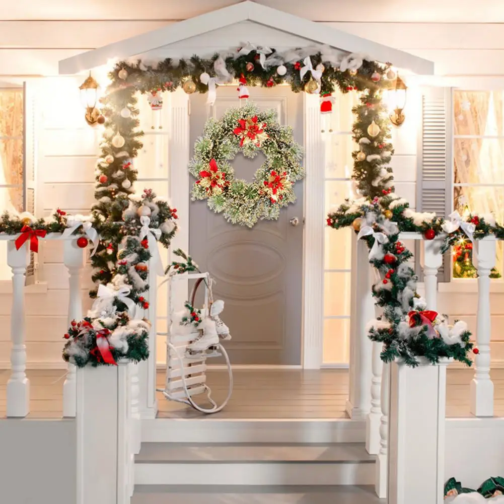 

Artificial Wreaths Door Hanging Wreath Garland with Christmas Flowers for Home Wedding Decoration