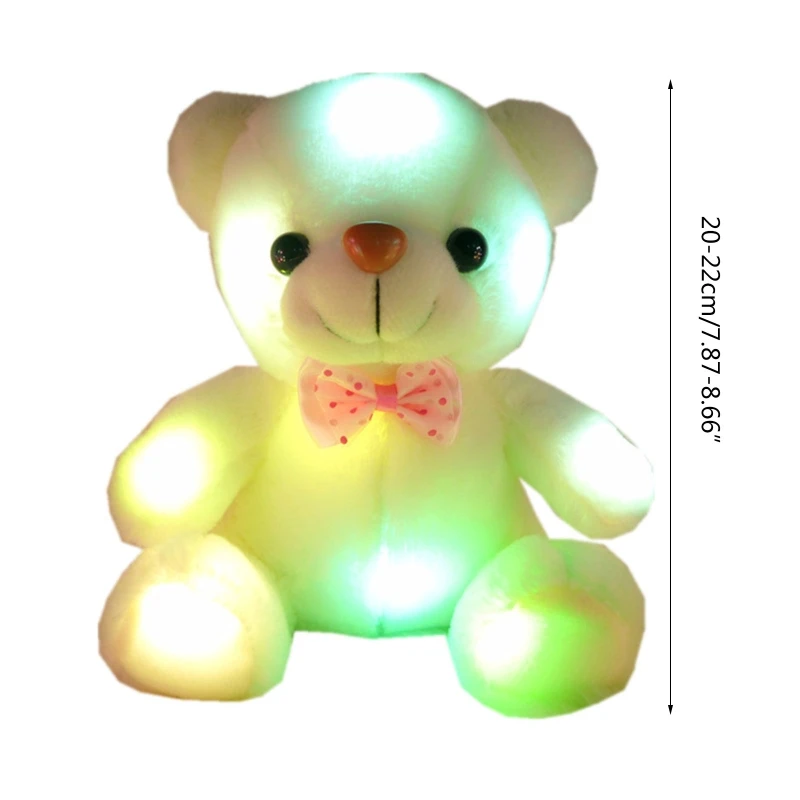 

20cm Colorful Glowing Bear Stuffed Animals Doll Kids Birthday Christmas Gifts Creative Plush Light up Toy