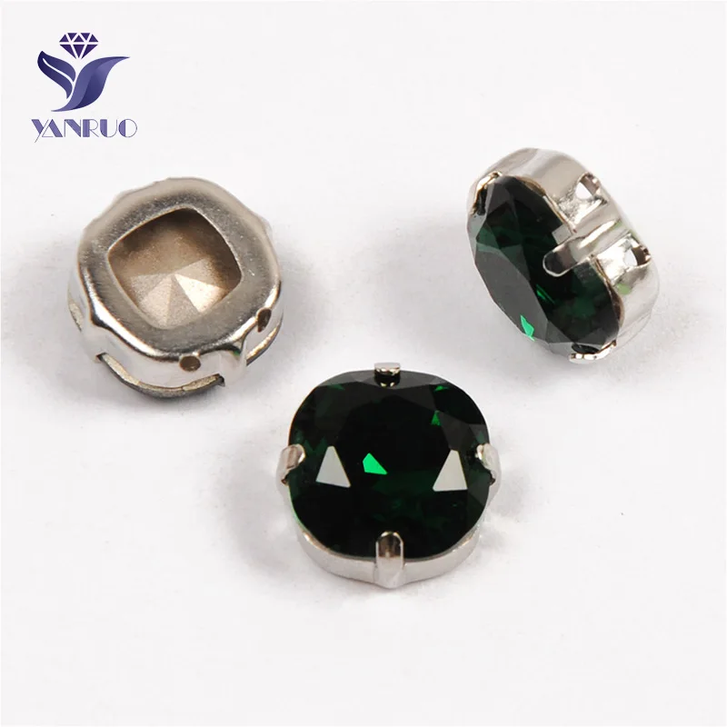 Emerald Yanruo 4470 Подушка сшита камни Комплект «сделай сам» с острым носком задняя хрустальные стразы, горный хрусталь для платья, украшение - Цвет: Emerald