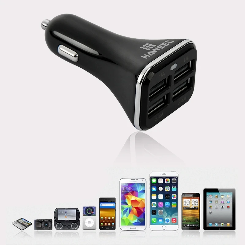 HAWEEL Универсальный 5V 6.8A 4 usb порта автомобильное зарядное устройство для смартфонов/планшетных ПК(черный