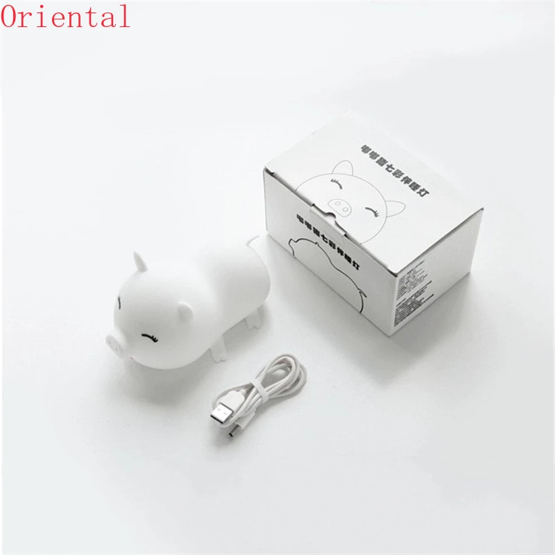 

Cartoon Pig Night Light Creative USB Seven Color Silicone Night Light Children Gift Bedroom Bedside Nursery Light Sensor Lights