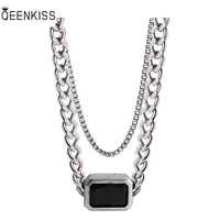 qeenkiss nc772 2022 fine jewelry wholesale fashion trendy woman girl birthday wedding gift hip hop double layer pendant necklace