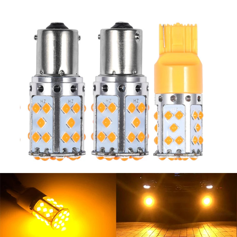 Светодиодная лампа T20 7440 WY21W 2 шт. 1156 BAU15S PY21W BA15S P21W оранжевая янтарная 6000 К