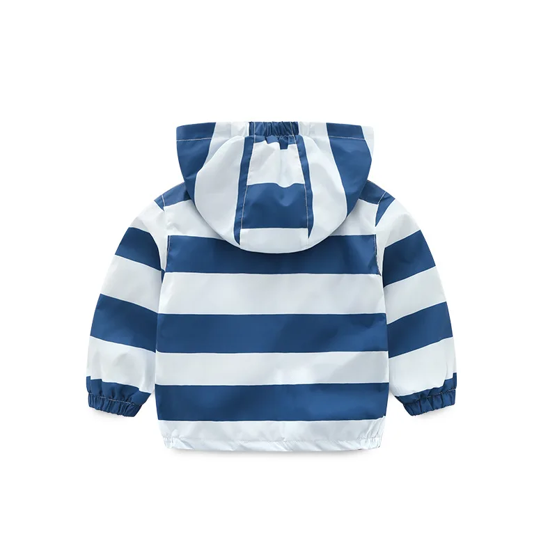 Ветровка с капюшоном для мальчиков тонкая куртка в полоску верхняя одежда на