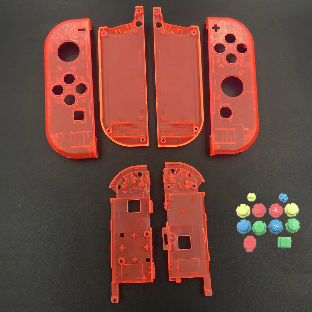 10 комплектов пластиковый чехол Joy Con для nintendo Switch, прозрачный пользовательский контроллер, цветные кнопки