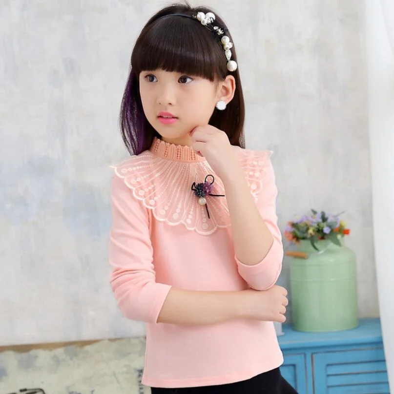 2020 Школьная блузка для девочек-подростков кружевные рубашки топы Осенняя