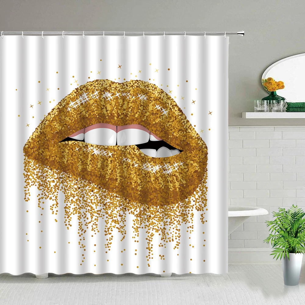 Занавеска для душа с красной клубничной помадой сексуальные губы