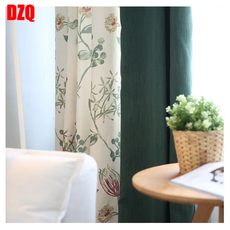 

New Cotton Curtain for Living Room Prints Boys 'curtains Green Curtains for Bedroom Fabric Half-light Curtains