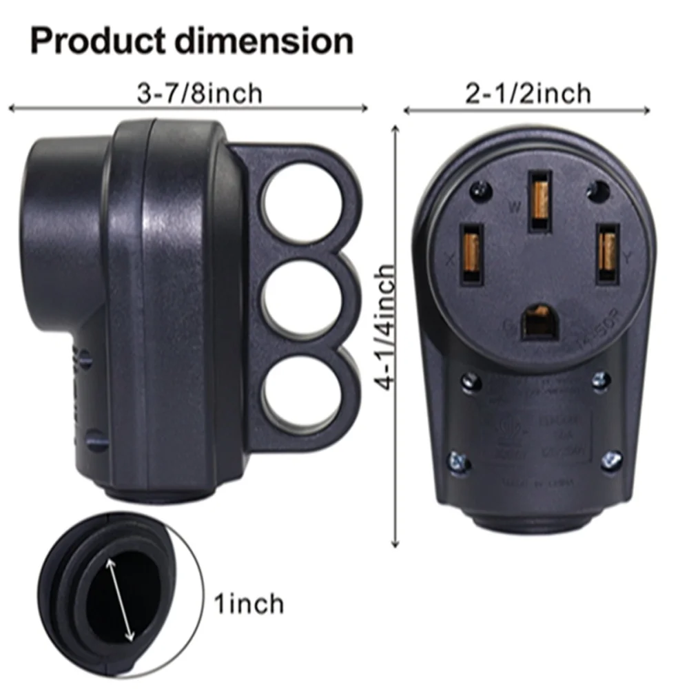 

Replacement RV Plug Female 14-50P 50A 125V/250V American Style Plug (Black)