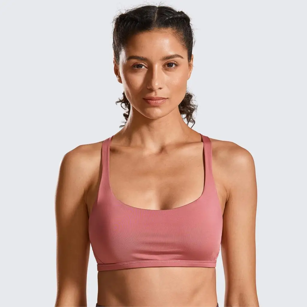 Cherry Pink05 SYROKAN женские Съемные колодки Йога Топ крест ремешками сзади спортивный бюстгальтер - Цвет: Cherry Pink05
