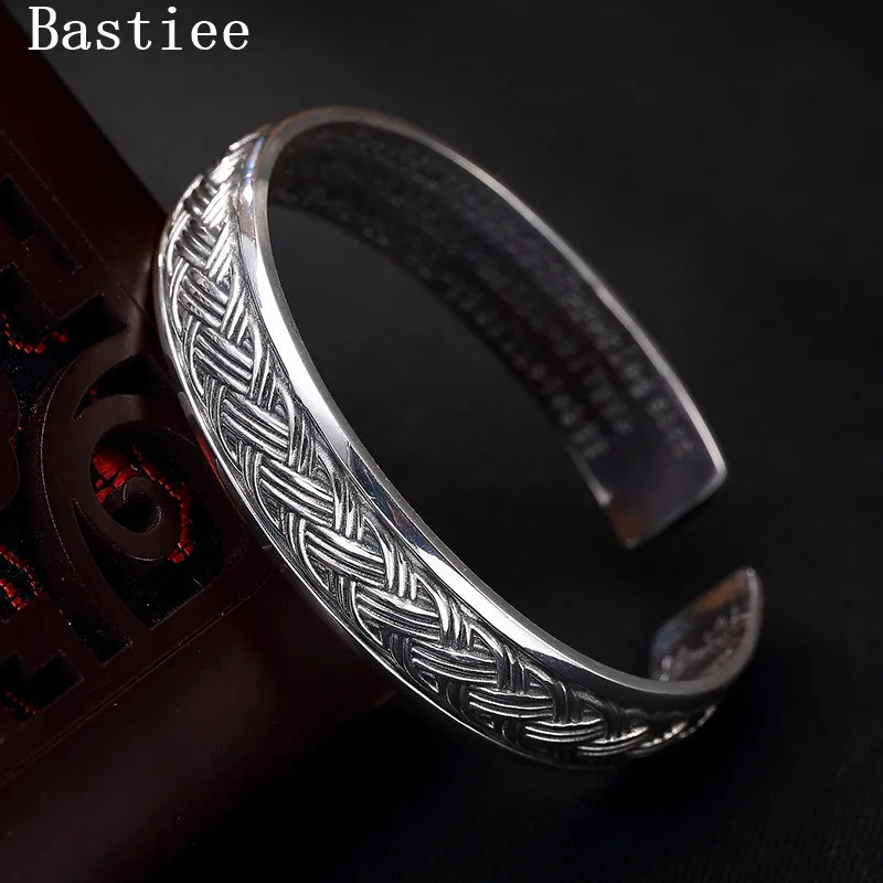 

Bastiee 999 silver bangle for women vintage weave cuff bracelet hmong handmade ethnic luxury jewelry