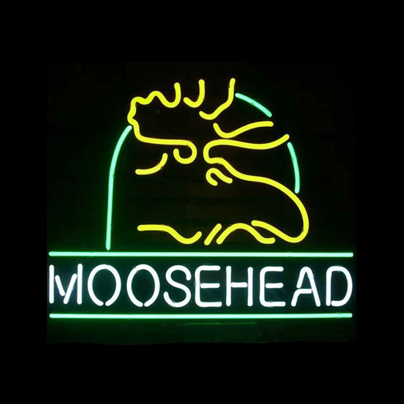 

Moose Head Lager Maine Neon Light Sign Custom Handmade Real Glass Tube Beer Bar Store Advertise Wall Decor Display Lamp 17"X14"