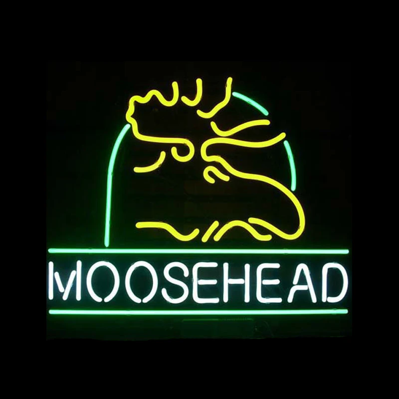 Moosehead лагер Мэн лосяй неоновая вывеска ручной работы Настоящая стеклянная трубка