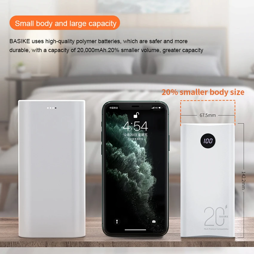 

Power Bank 20000 mAh QC 3.0 PD 18W Portable External Battery Charger Fast Charging LED Display For Xiaomi Huawei Iphone 11 12Pro