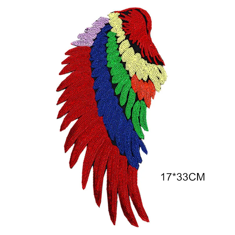 1 пара модных крупные блестки красочные крылья патч для аппликация на одежду