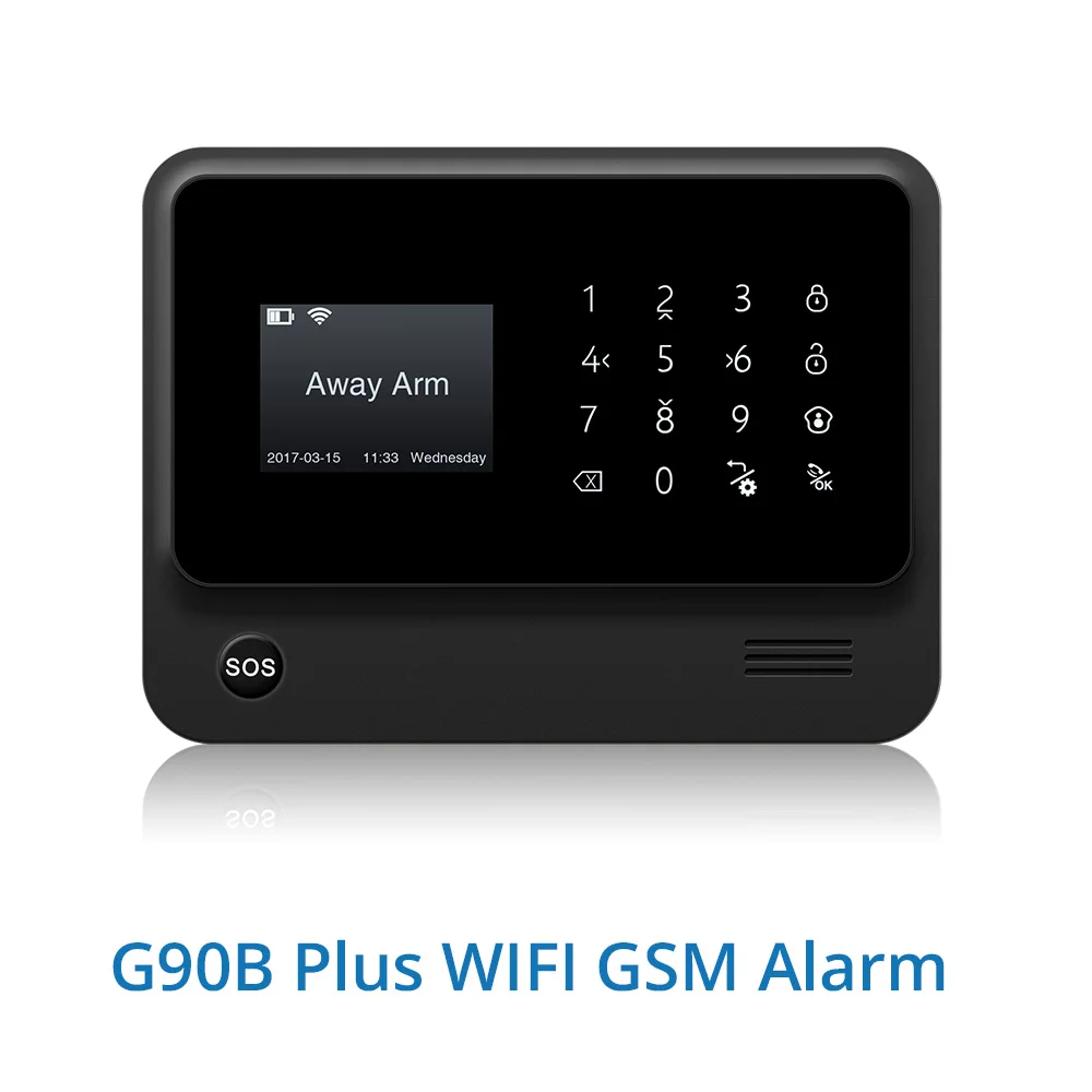 G90B 2,4G WiFi GSM GPRS SMS беспроводная домашняя система охранной сигнализации Вспышка Сирена PIR и дверь детектор дыма ip-камера - Цвет: G90B  black panel